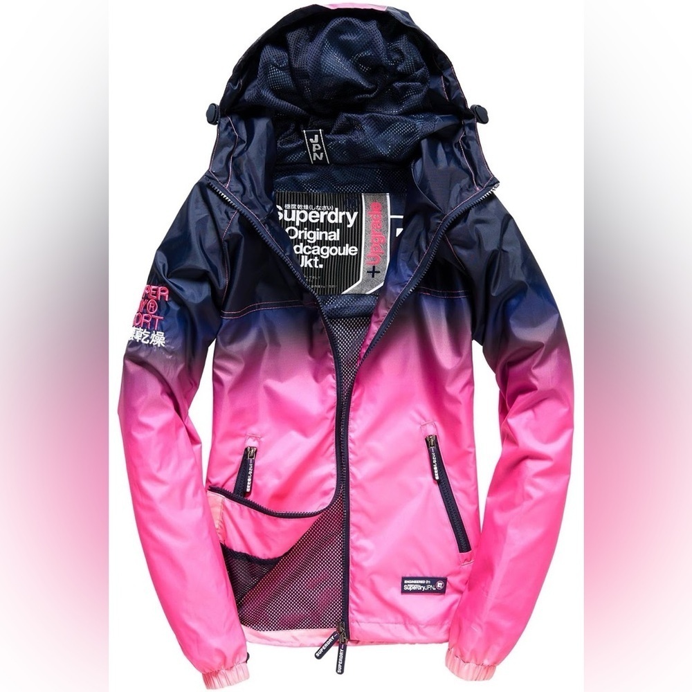 SUPERDRY Original Windcagoule Jacket Gradient Tricolor Windbreaker Jacket Sz XS